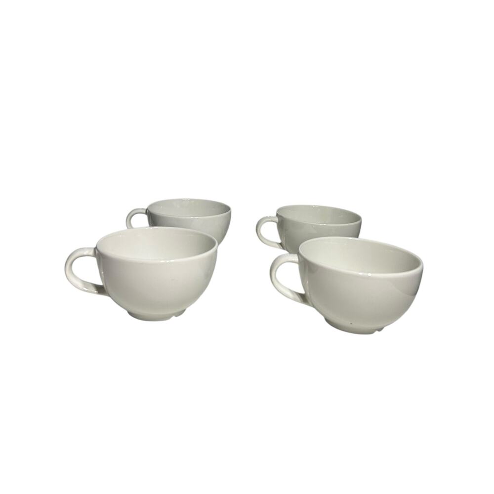 Set of 4 White Ceramic Tea/Coffee Cups